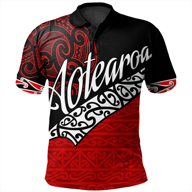 Mens Fashion Rugby Shirts - New Zealand NZ Flag Maori Patterns
