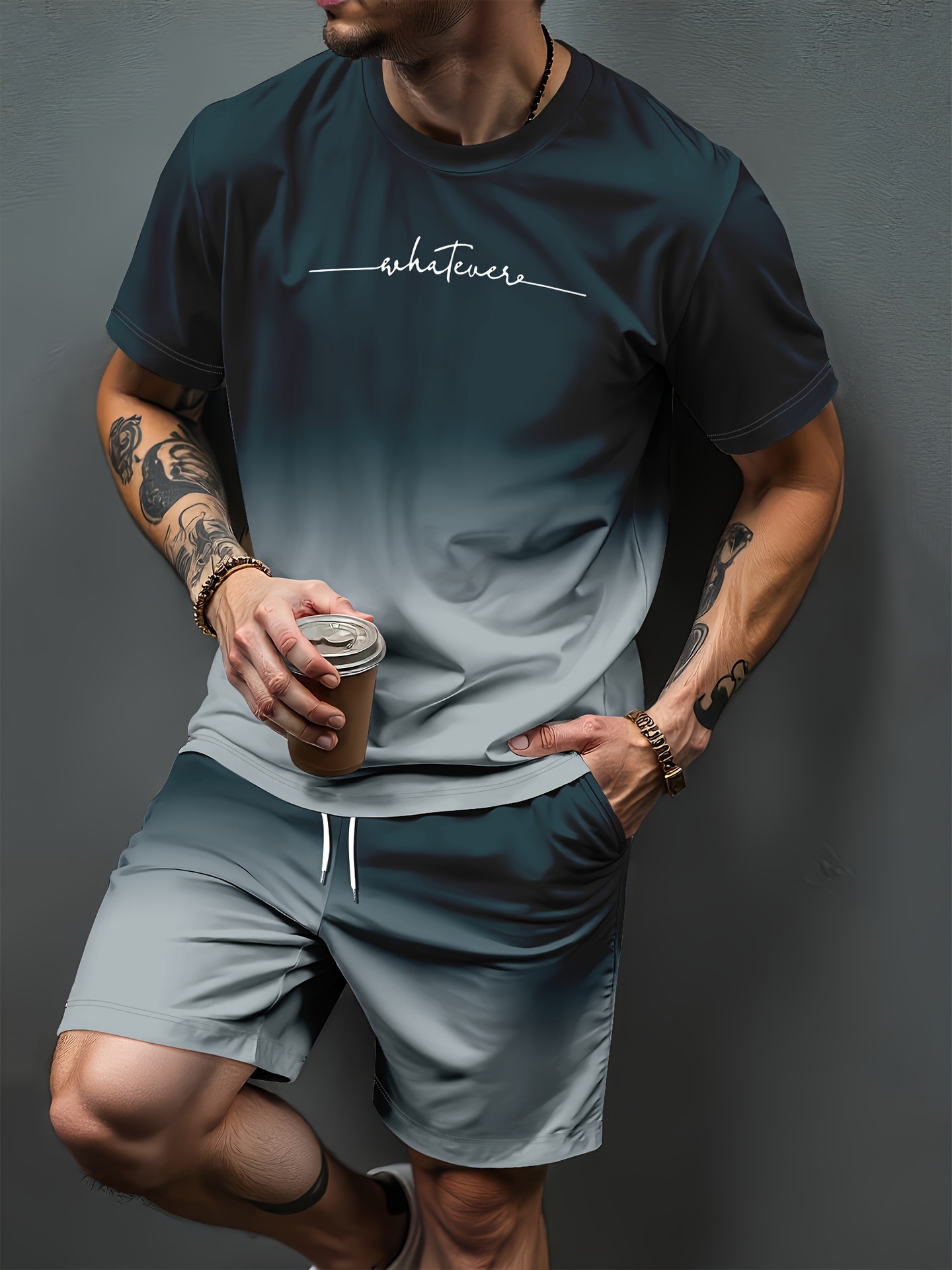 Men'S Fashion Trends 2025 - Gradient Letter Pattern 3D Print Tracksuits