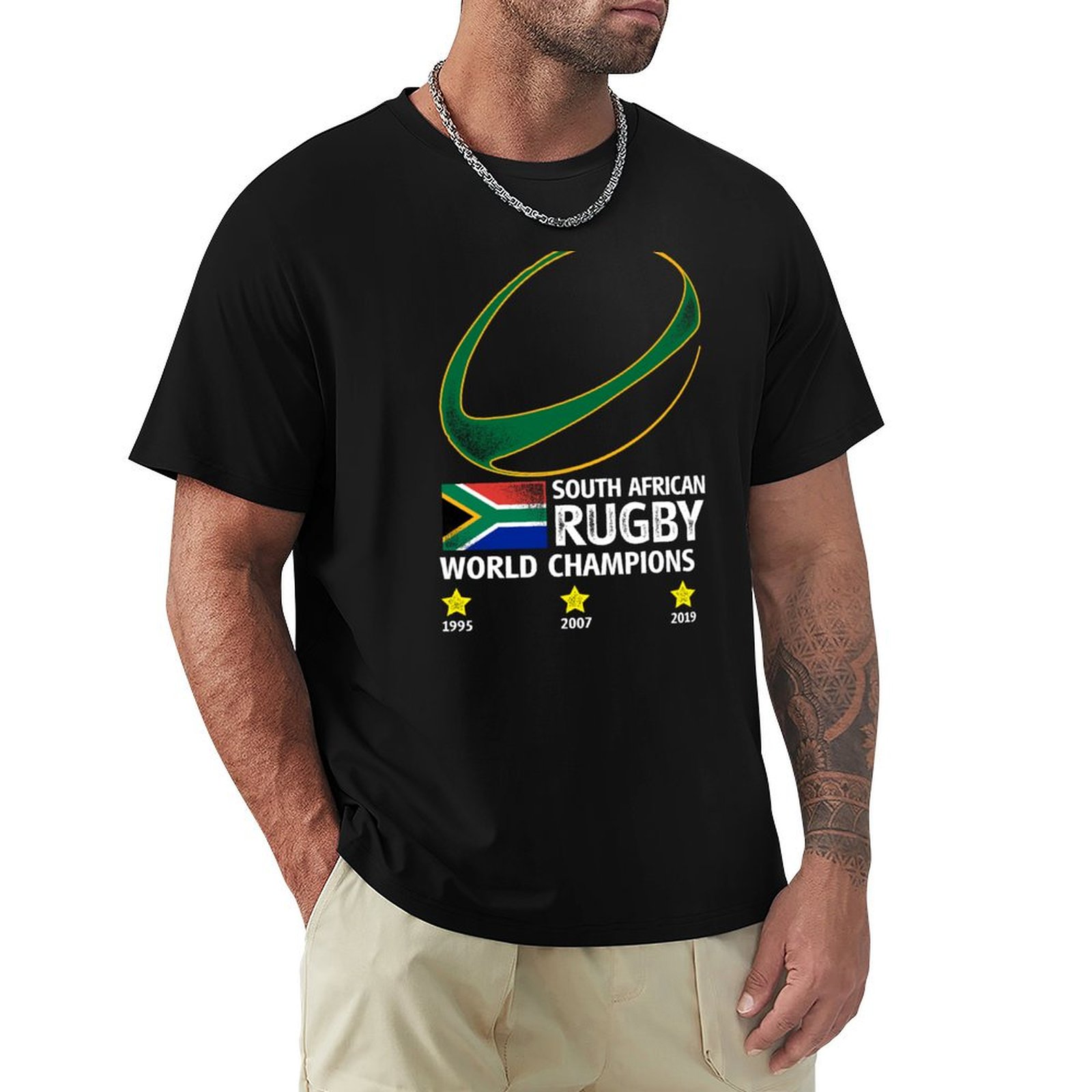 Mens Fashion Rugby Shirts - Rugby South Africa World Champions T-Shirt