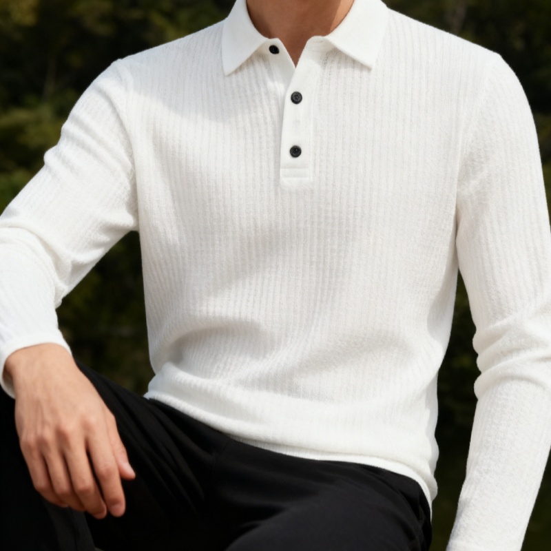 Men'S Fashion And Style - Men's summer-autumn long-sleeved Polo shirt, solid