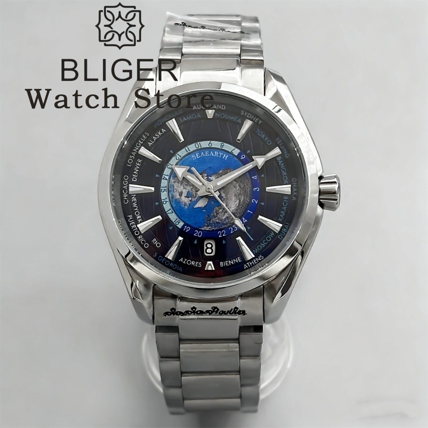 BLIGER 40MM World Time Earth M - đánh giá và giá Mens Fashion World
