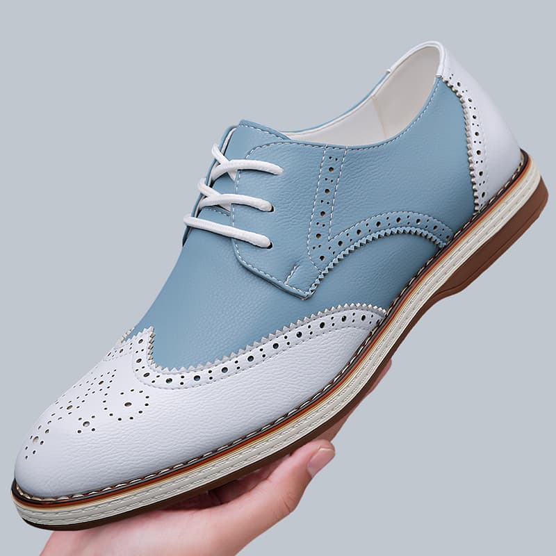 Mens White Blue Two Tone Brogu - đánh giá và giá Suede Loafers Men