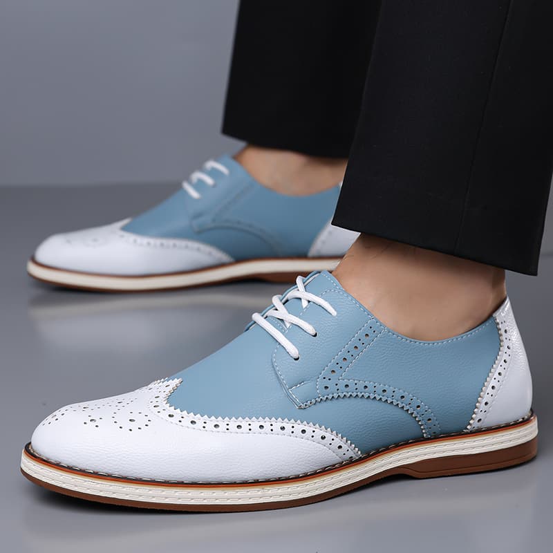 Mens White Blue Two Tone Brogu - đánh giá và giá Suede Loafers Men
