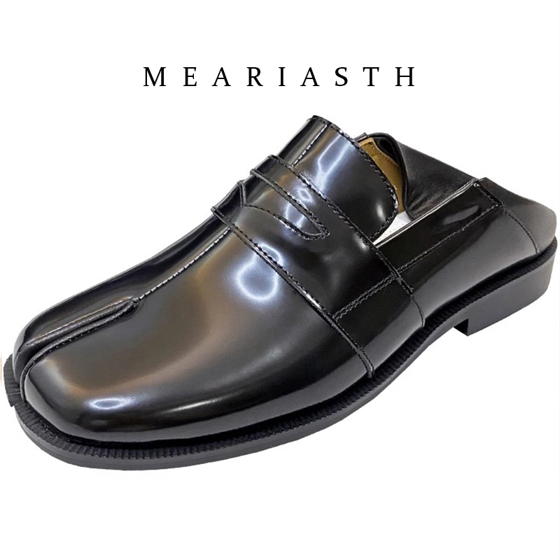 black Tabi Shoes Split Toe Pat - đánh giá và giá Suede Loafers Men