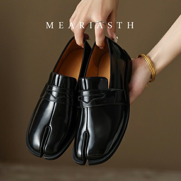 black Tabi Shoes Split Toe Pat - đánh giá và giá Suede Loafers Men
