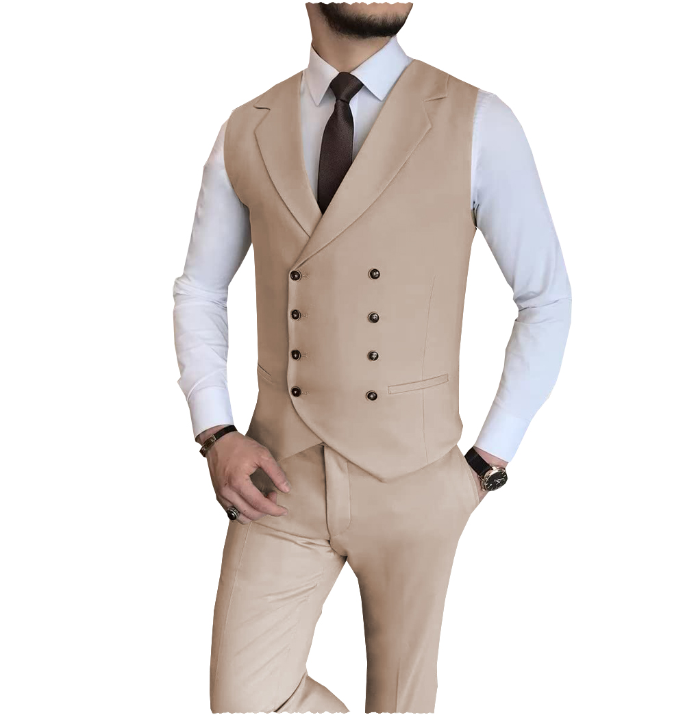 Black Men Vest Notch Lapel Dou - đánh giá và giá Men'S Dress Pants Fashion